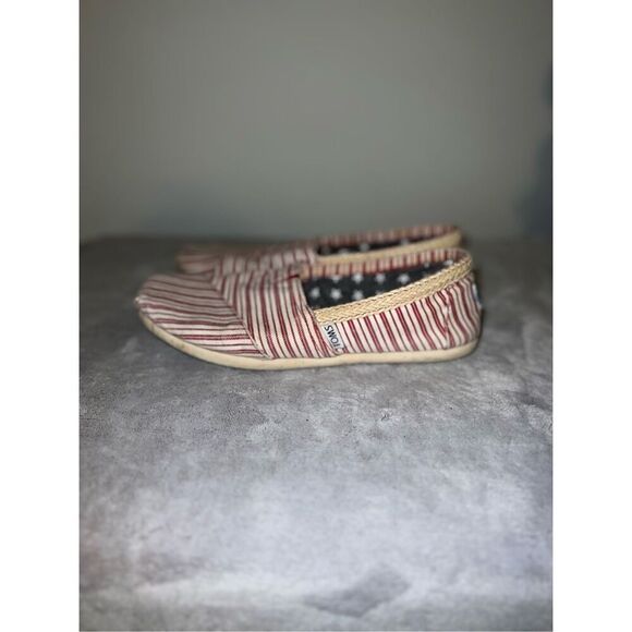 Toms Striped Espadrilles Flats Red & White Women’s 7 - Picture 1 of 6